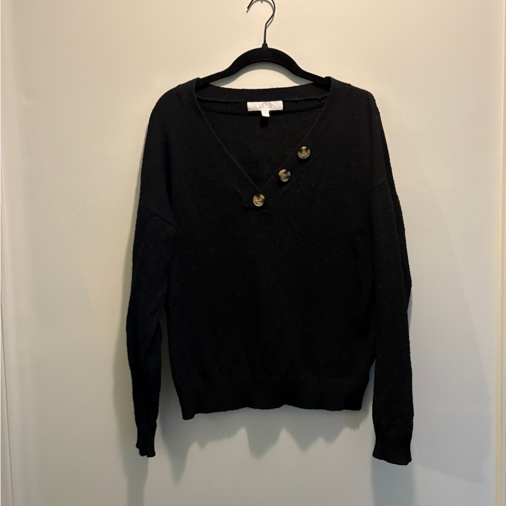 Adyson Parker Black Sweater with Button Detail
